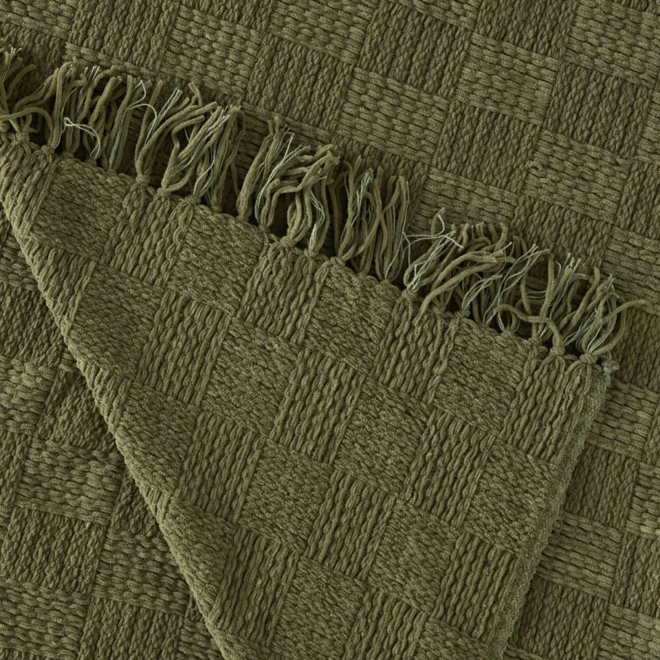 NOUS Living Lazise geruite plaid groen, foto 4