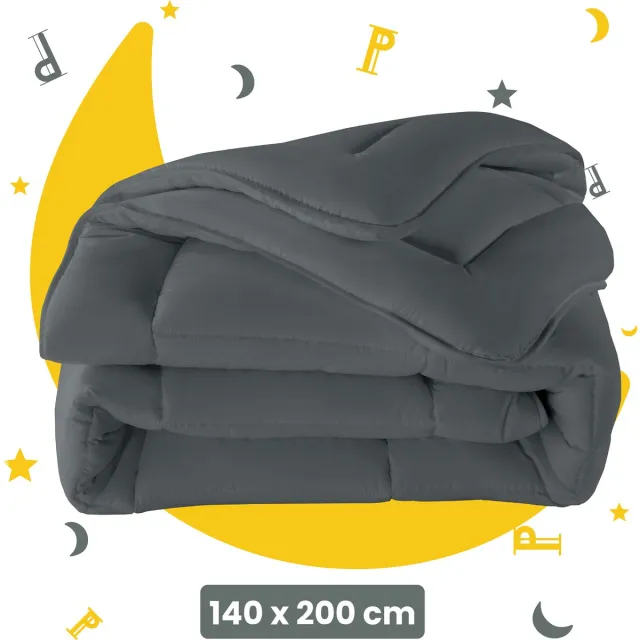 Sleep comfy Deluxe 2-in-1 Dekbed - 140x200 cm - Antraciet - Dekbed zonder overtrek - Ademend & Anti Allergie - All Year Dekbed - Stijl, Comfort en Innovatie voor Elke Nacht - Zomerdekbed & Winterdekbed