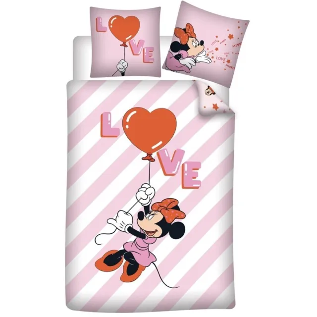 Minnie Mouse Disney Minnie Mouse Dekbedovertrek Love Balloon - Eenpersoons - 140 x 200 cm - Katoen Multi Colour