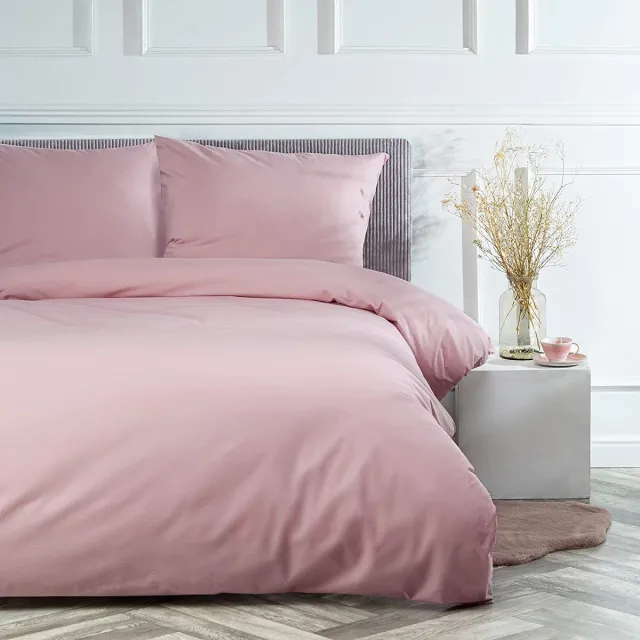 VEL VET HOME Deluxe Beddengoedset , 100% katoen, dekbedovertrek met kussensloop , hoogwaardig dekbedovertrek met ritssluiting, made in EU, poederroze