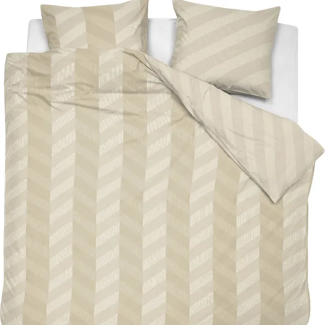 Damai dekbedovertrek Atomy - Satijn - 260x200/220 cm - Soft Beige + 2 kussenslopen 60x70