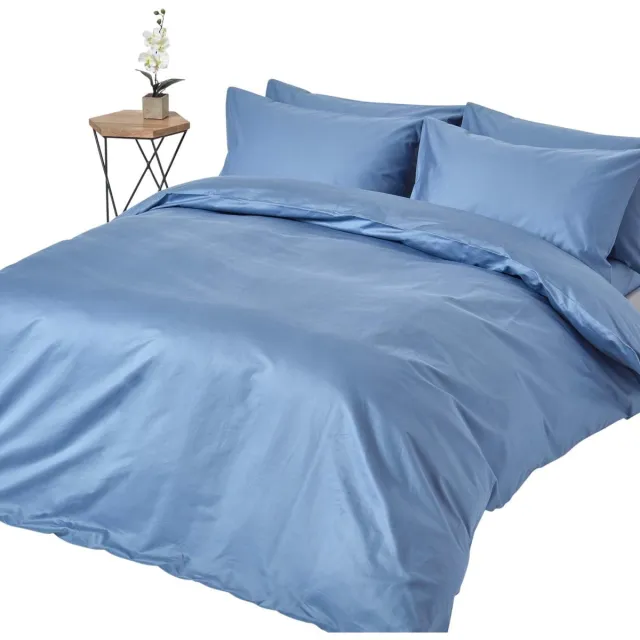 Homescapes Luxe Satijn Dekbedovertrek 240x220 cm – Lits-jumeaux – Staalblauw – 100% Egyptisch Katoen – Draaddichtheid 1000