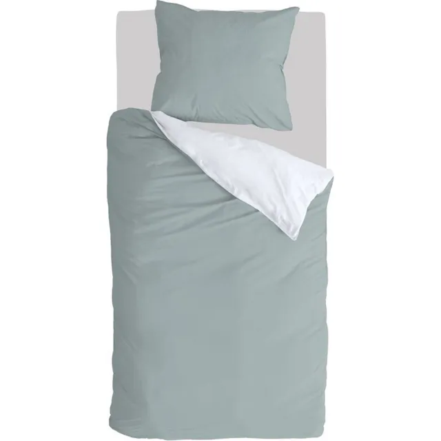 BYRKLUND Dekbedovertrek Side Way - 140x220 - 100% Katoen - Jade / Wit