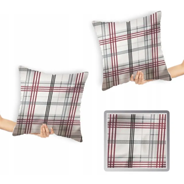 Designpremium 2x Katoenen Satijnen Kussenslopen 40x40 cm - Rood Geruit