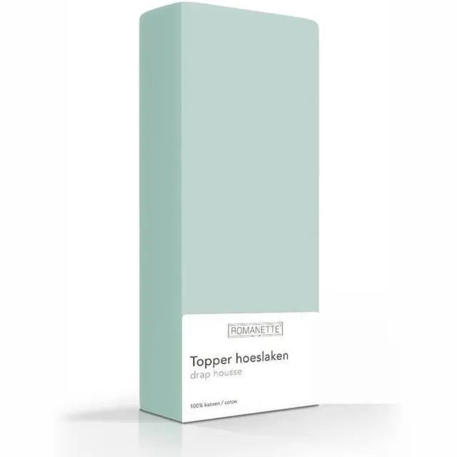 Romanette Luxe Verkoelend Katoenen Topper Hoeslaken - Mint Dustygreen