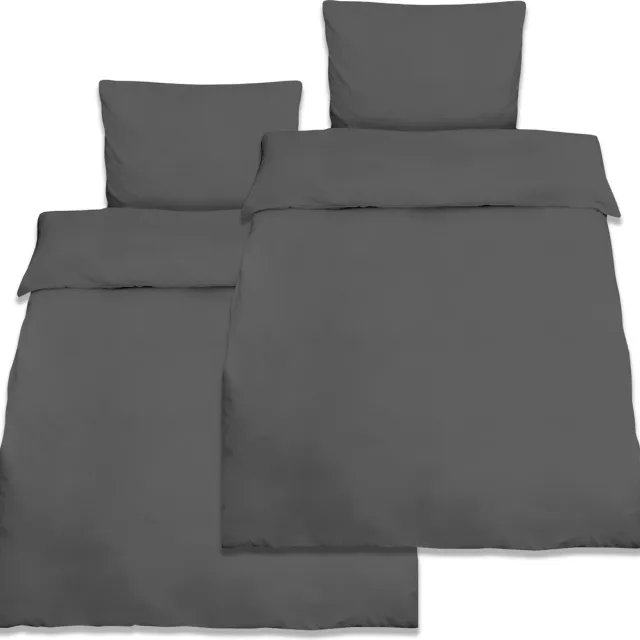 Beautissu Julie dekbedovertrekset 2x 155x220 cm + 2x kussensloop 80x80 cm 4-delig Renforcé katoen antraciet