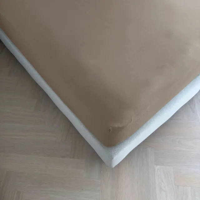 kayori Emma Hoeslaken Katoensatijn - 90x200cm - Matrasdikte 35cm - Rondom Elastiek - Taupe
