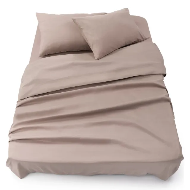 Blumtal 3-delige Set Bedlaken - Hoeslaken x 30 cm - Laken - 2 x Kussensloop - Taupe