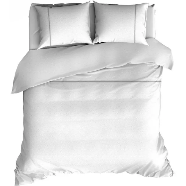 Romanette Duchesse - Flanel - Dekbedovertrek - Lits-jumeaux - 240x200/220 cm + 2 kussenslopen 60x70 cm - Wit/grijs