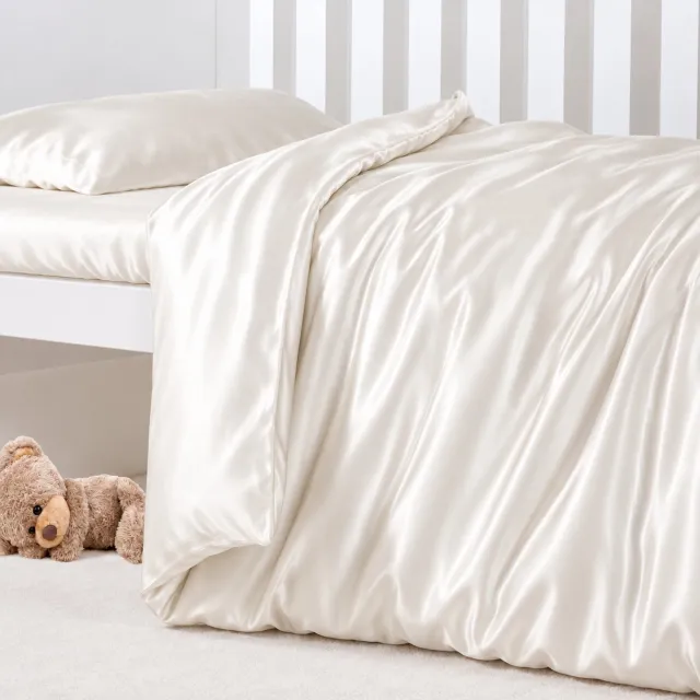 Silkmood Zijden dekbedovertrek set voor Kinderen (100X135cm) met kussensloop (40x60cm) 100% zijde) ivoorwit Ivoor wit