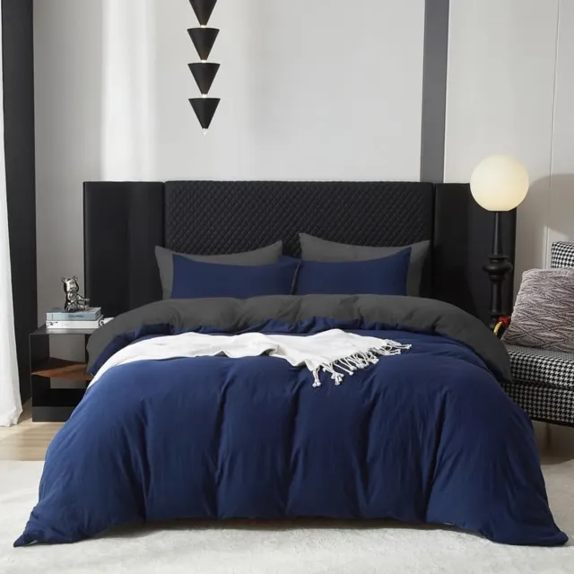 Unyqoos Zachte katoenen beddengoedset in blauw voor tweepersoonsbed met kussenslopen