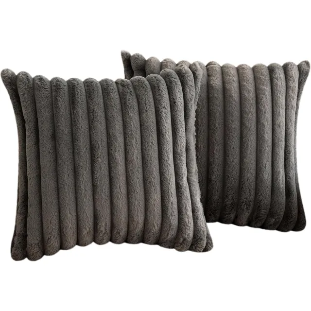 Maisentiel Kussenhoezen 50 x 50 cm - 2 stuks met verborgen rits, velours, grijs