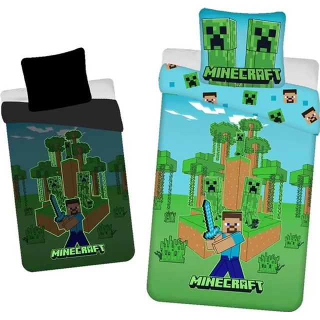 Minecraft Jungle fight Dekbedovertrek Glow in the dark - 140 x 200 cm - Katoen (70 x 90 cm) Multicolor