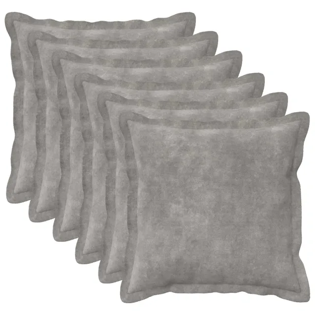 vidaXL Kussensloop 6 st HOUTEN Lichtgrijs 45 x 45 cm Microfiber Fleece
