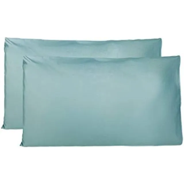 PromoHome Kussensloop Set van 2 - 100% Katoen 50x80 cm - Zaksluiting - Donkergroen - Italiaans Gemaakt - Hypoallergeen - Ademend