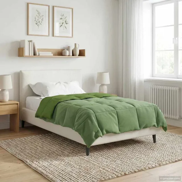 vidaXL Vol jaar dekbed 155 x 220 cm Microfiber (100% polyester) Groen