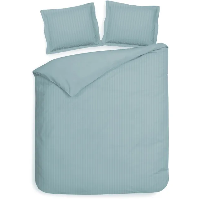 Heckettlane Dekbedovertrek Banda - Bedlinnen met Strepen - 240x200-220 cm - Lits-Jumeaux - Blauw - Dekbedovertrek van 100% Katoen-Satijn Sphere Blue