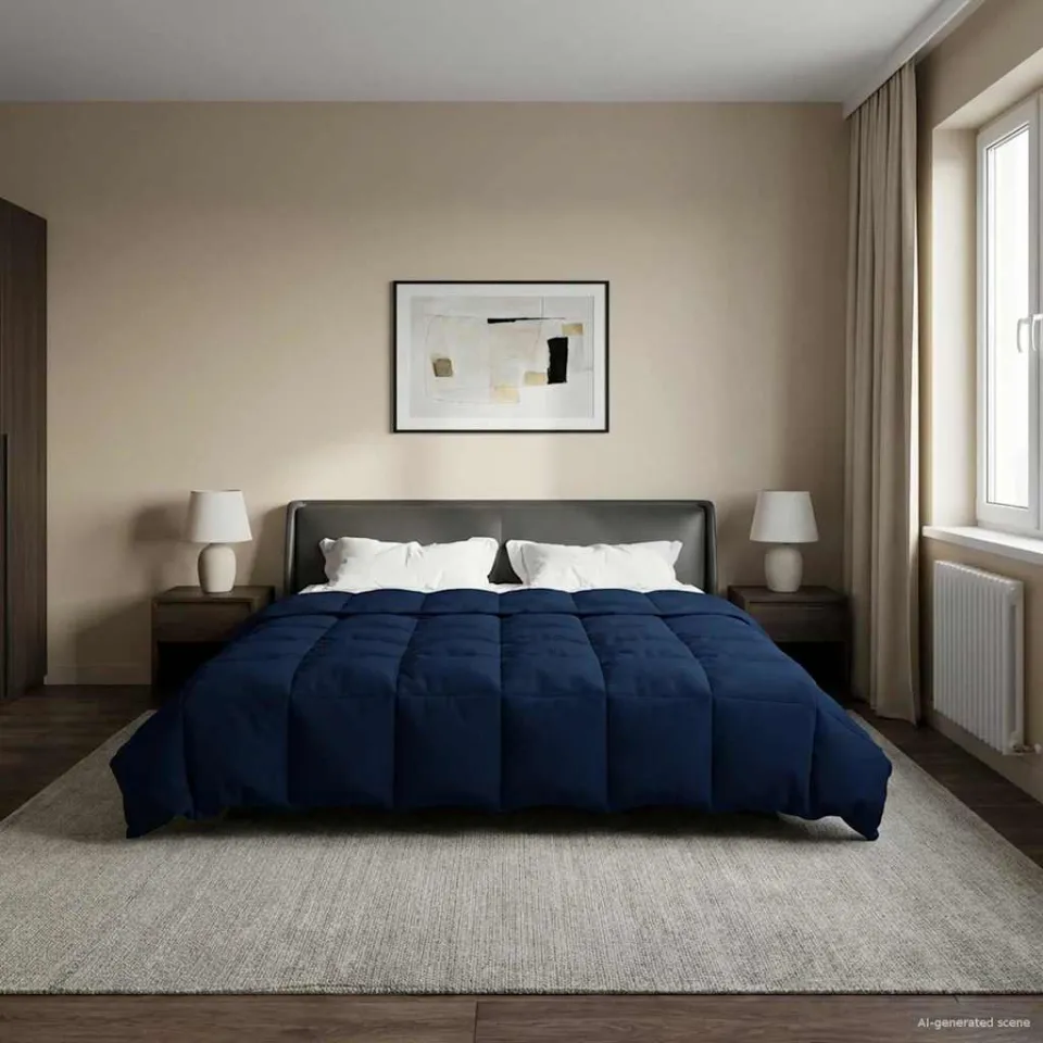 vidaXL Zomer Dekbed 220 x 260 cm Zomer Microfiber (100% polyester) blauw, foto 4