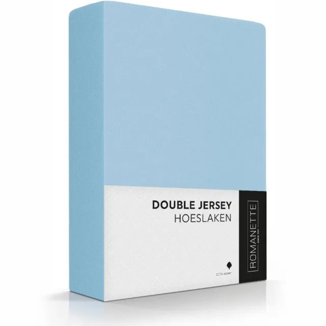 Romanette Luxe Dubbel Jersey Hoeslaken - Blauw Wit