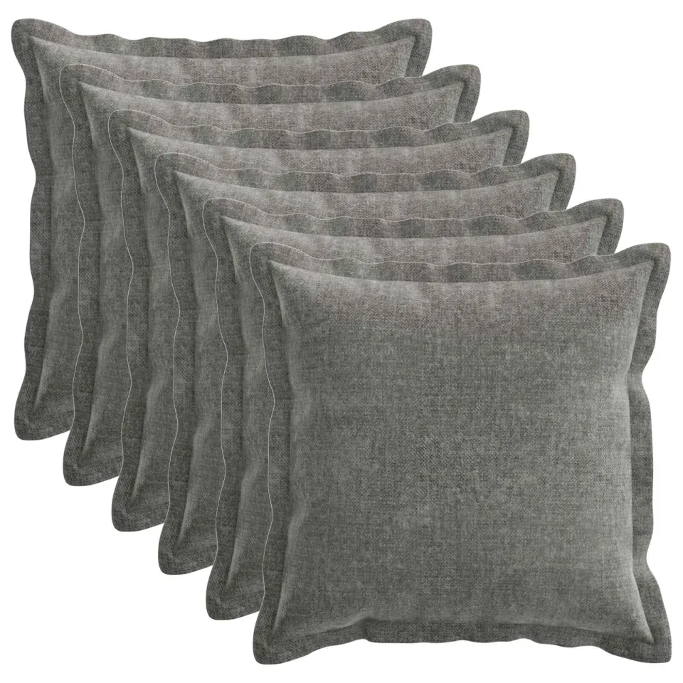 vidaXL Kussensloop 6 st HOUTEN Donkergrijs 50 x 50 cm Chenille Stof, foto 3