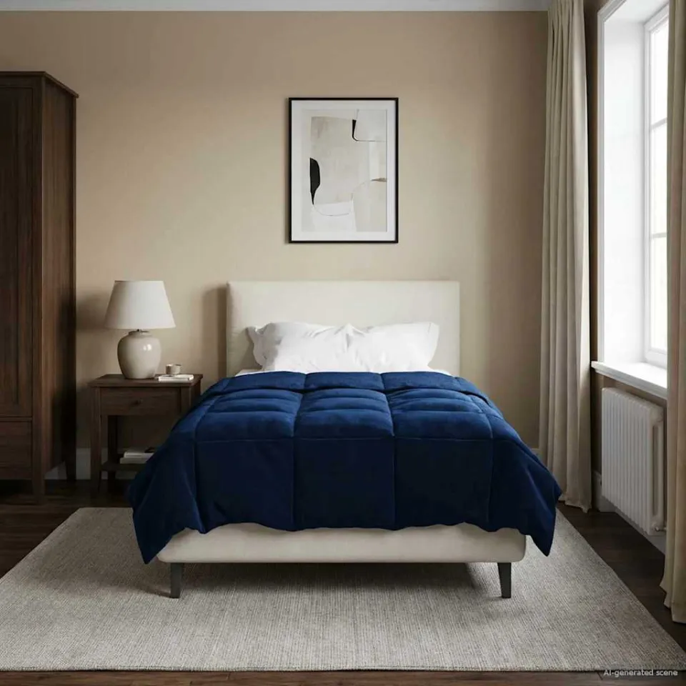 vidaXL Winter Dekbed 155 x 200 cm Winter Microfiber (100% polyester) blauw, foto 4