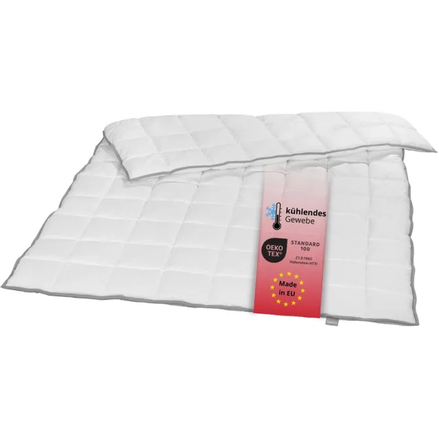 Liebling 155 x 220 cm doorgestikt dekbed met Top Cool-weefsel | licht zomerdekbed | met cooling-effect | tijk en vulling van microvezel | wasbaar op 60 graden | wit
