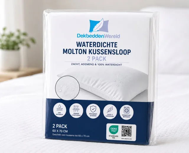 dekbeddenwereld Waterdichte Kussenbeschermers (set van 2) - Kussenbeschermers Waterproof Wit - 60 cm x 70 cm - Antibacteriëel Kussenbeschermer - Waterdichte Kussen Beschermer - Vocht beschermend - Met rits - Incontinentie Kussenbeschermer - Waterdichte kussensloop