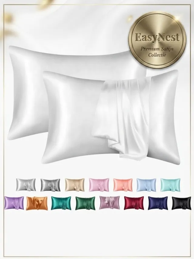 EasyNest Satijnen Kussenslopen Set van 2 – Zachte Kussensloop voor Haar en Huid – Comfortabel Hoofdkussen – Luxe Slaapkameraccessoire