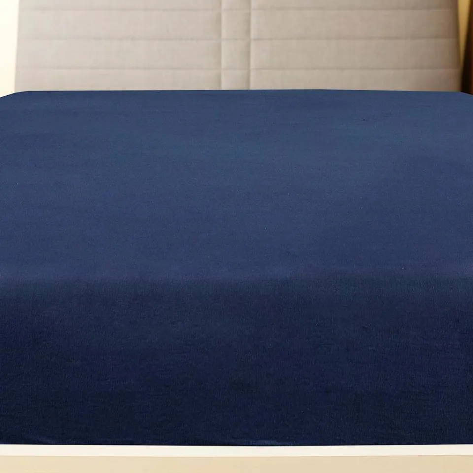 vidaXL Hoeslaken jersey 180x200 cm katoen marineblauw, foto 2