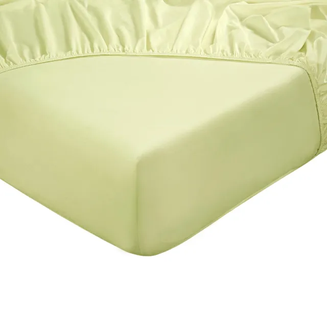DoubleDry Hoeslaken 100% Natuurlijk Katoen - Eenpersoons 90x200 cm - Zacht & Ademend - Rondom Elastiek - Lichtgeel