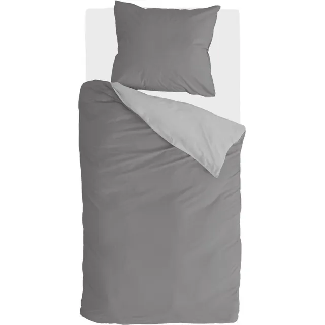 BYRKLUND Dekbedovertrek Side Way - 155x220 - 100% Katoen - Antraciet / Licht Grijs