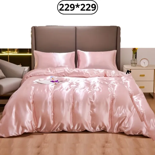Livano Satijnen Dekbedovertrek - Fleece Dekbedovertrek - Pluche - Dekbed - Deken - Inclusief Kussens - Roze 229x229cm
