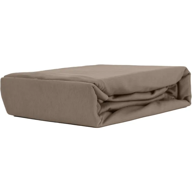 Kam-Pol Jersey Hoeslaken Katoen 100% Cappuccino 80x210cm, 30cm Rand