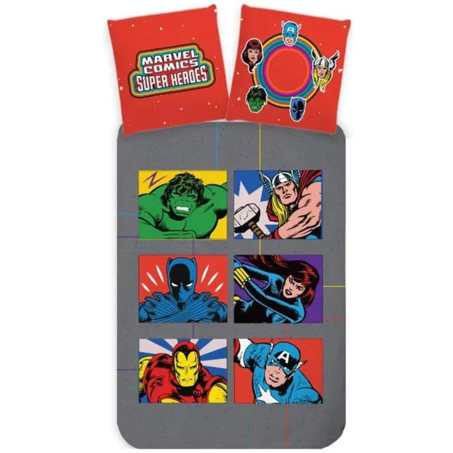 Marvel Avengers Dekbedovertrek Comics - 140 x 200 cm - 70 x 90 cm Multicolor
