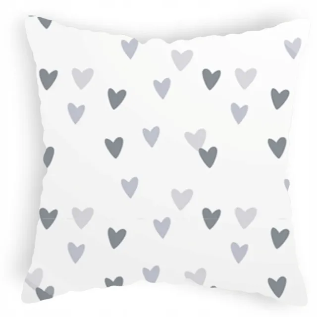 Designpremium Katoenen Kussensloop Hartjes 40x40 cm - Romantisch & Modern Wit