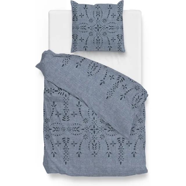 Zohome Dekbedovertrek Chavelli - Bedlinnen met Abstract print - Blauw - Dekbedhoes van 100% Katoen