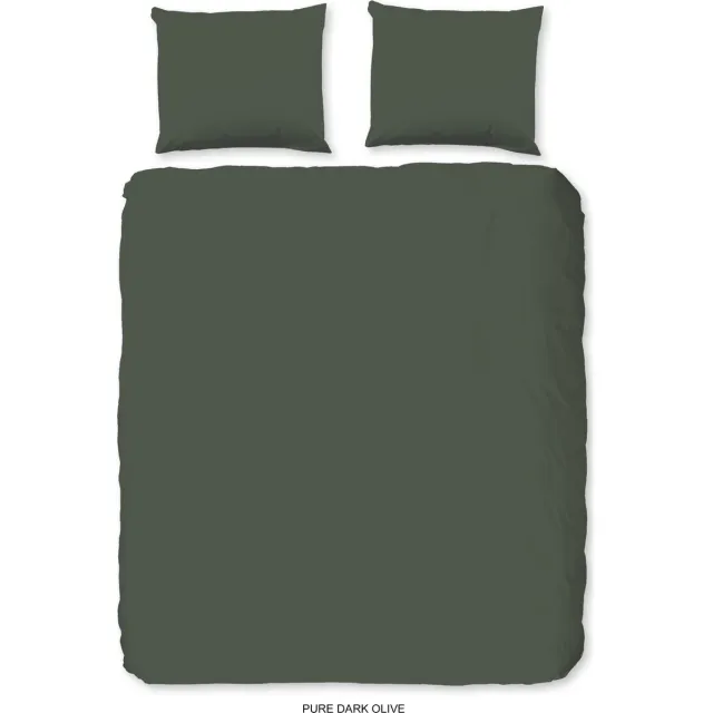Pure dekbedovertrek effen kleur - 1 persoons 140x200/220 cm - Groen - Microvezel Green