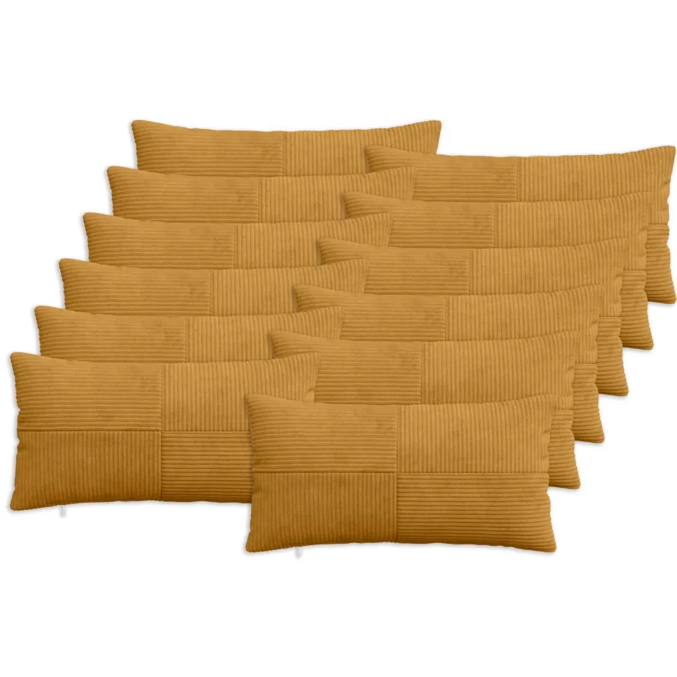vidaXL Kussensloop 12 st ALMELO Geel 40 x 80 cm corduroy