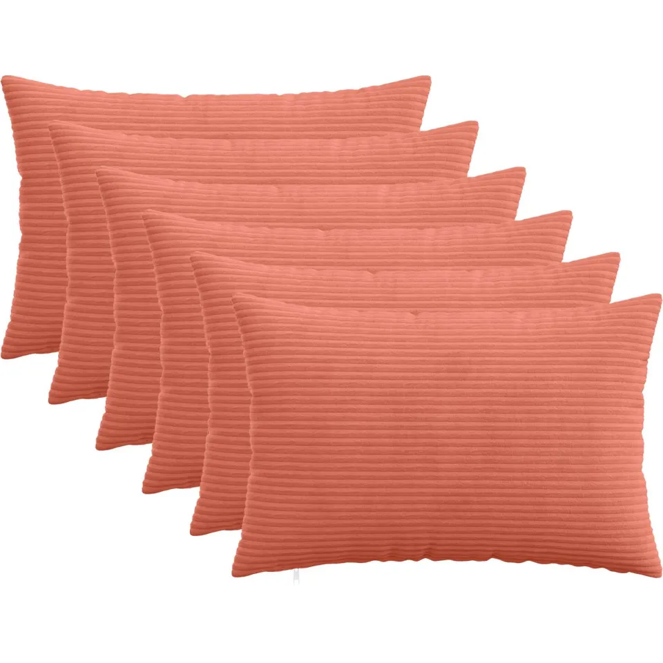 vidaXL Kussensloop 6 st HEERLEN Rood-oranje 50 x 70 cm corduroy, foto 3