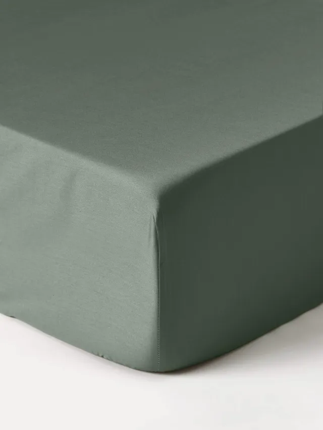 Westwing Collection Hoeslaken Premium, katoensatijn Groen