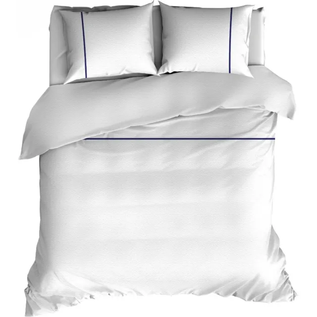Romanette Dekbedovertrek Duchesse - Verwarmend Flanel - Wit/Marine - Romanette