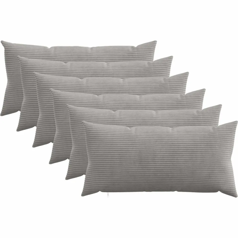 vidaXL Kussensloop 6 st HEERLEN Lichtgrijs 40 x 80 cm corduroy, foto 3