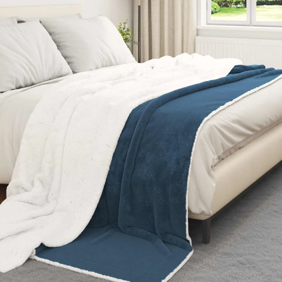 vidaXL plaid Marineblauw 270 x 240 cm 3,17 kg Fleece, foto 3