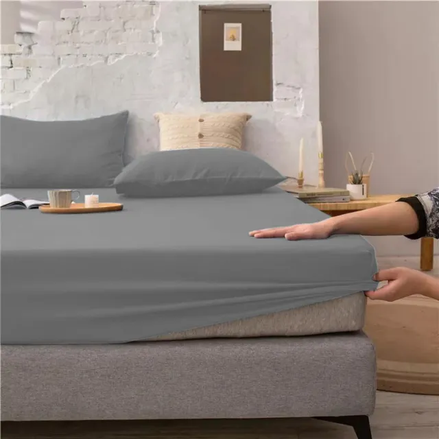 bedlin Hoeslaken - 100% zachte Katoen - 180 x 200 cm - Hoge hoeken - Ook Boxspring - Grijs