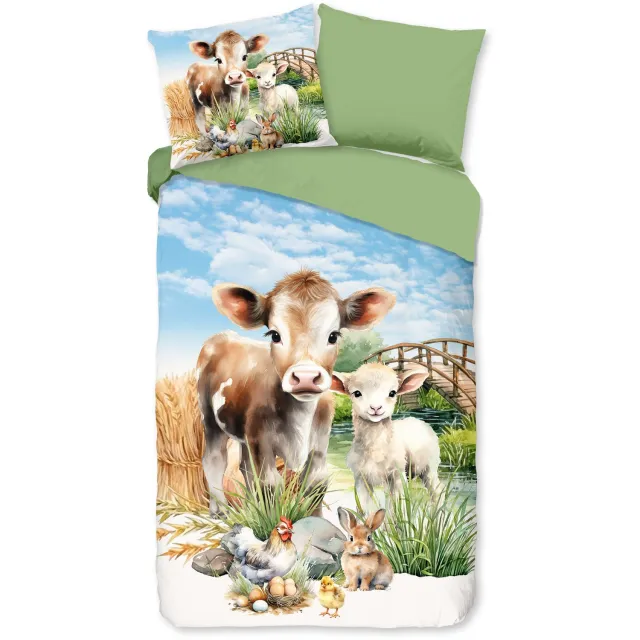 Pure dekbedovertrek boerderijdieren - 1 persoons 140x200/220 cm - Multi - Microvezel