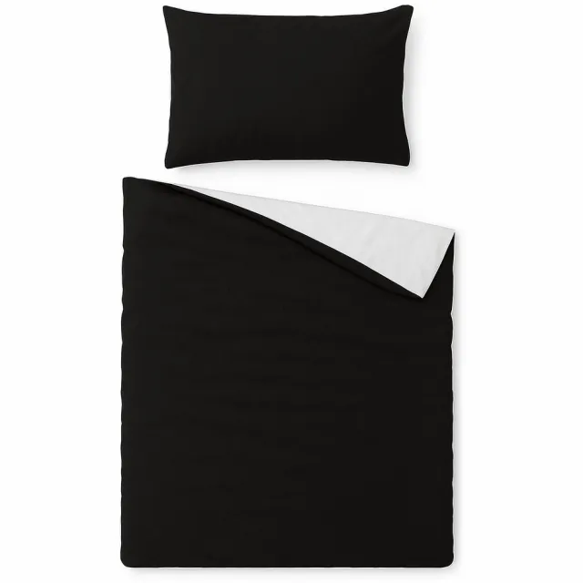 decoware Double Face Dekbedovertrek – Zwart/Wit – 140x220 cm – 100% Katoen – Inclusief 1 Kussensloop – 1-Persoons – Strijkvrij & Drogergeschikt