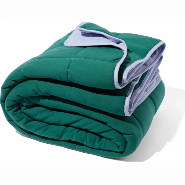 HEMA Bedsprei 260x235cm jersey groen-lila (groen)