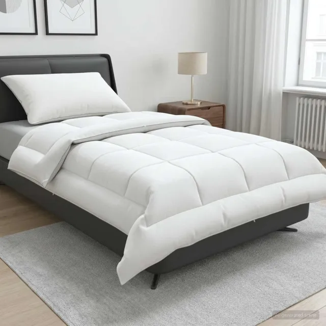 vidaXL Dekbed en Kussen Set 2 st 152x203 cm Zomer 140 GSM Wol Wit