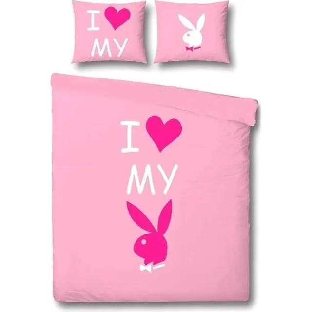 Playboy I Love My Bunny Dekbedovertrek - Litsjumeaux - 240x200/220 cm - Pink Roze