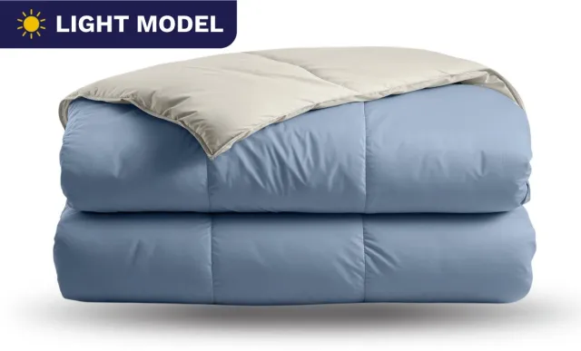 Zelesta Deluxe Duo Light - Dream Blue & Cream 200x200 - Zomerdekbed zonder overtrek - Katoenen dekbed - Dekbed met vaste hoes - Hoesloos dekbed